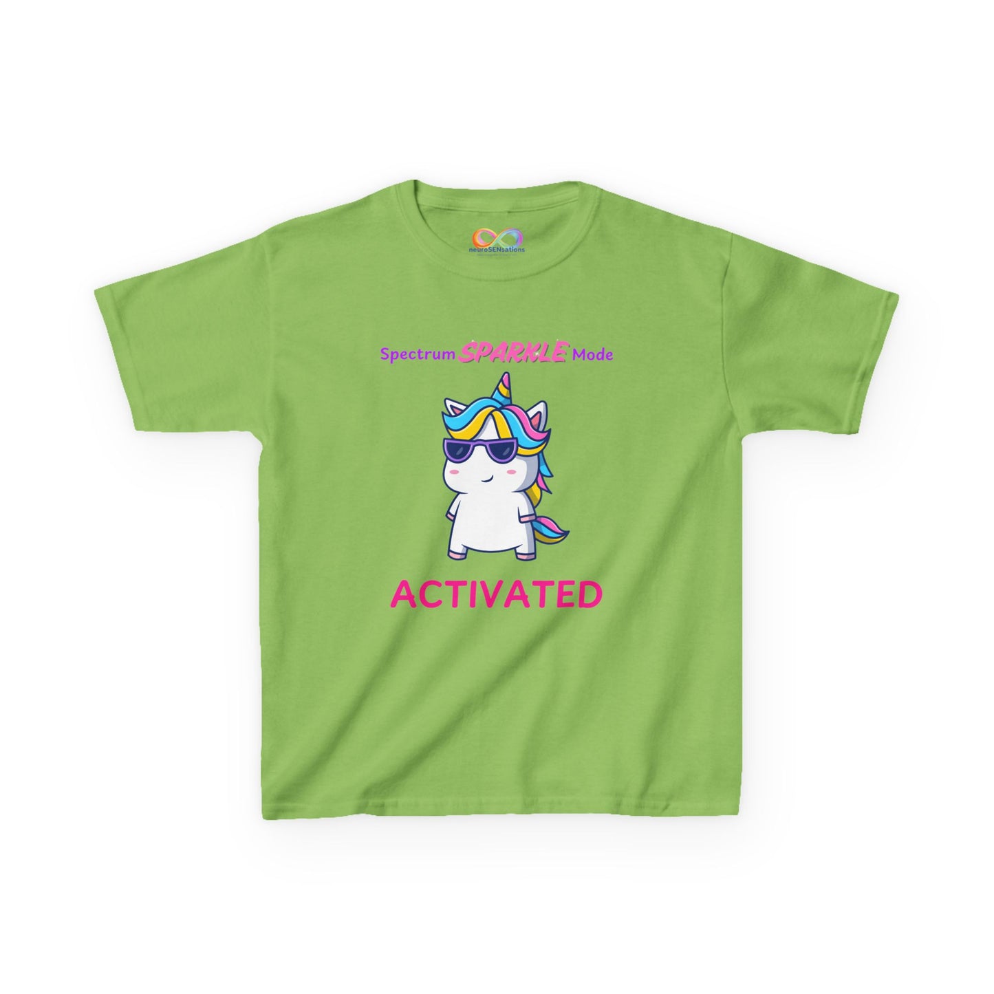 Unicorn Sparkle Mode Kids Tee – Colourful Cotton T-Shirt for Neurodivergent Joy
