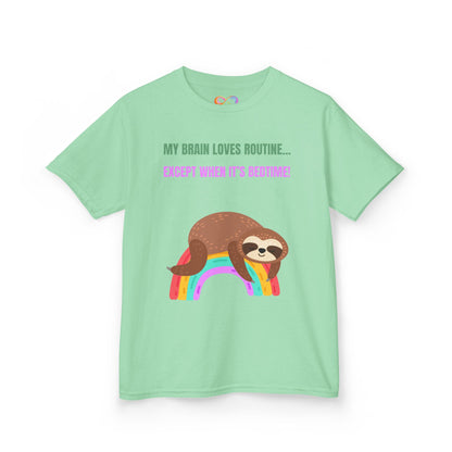 Kids Sloth Tee – Routine-Loving Edition