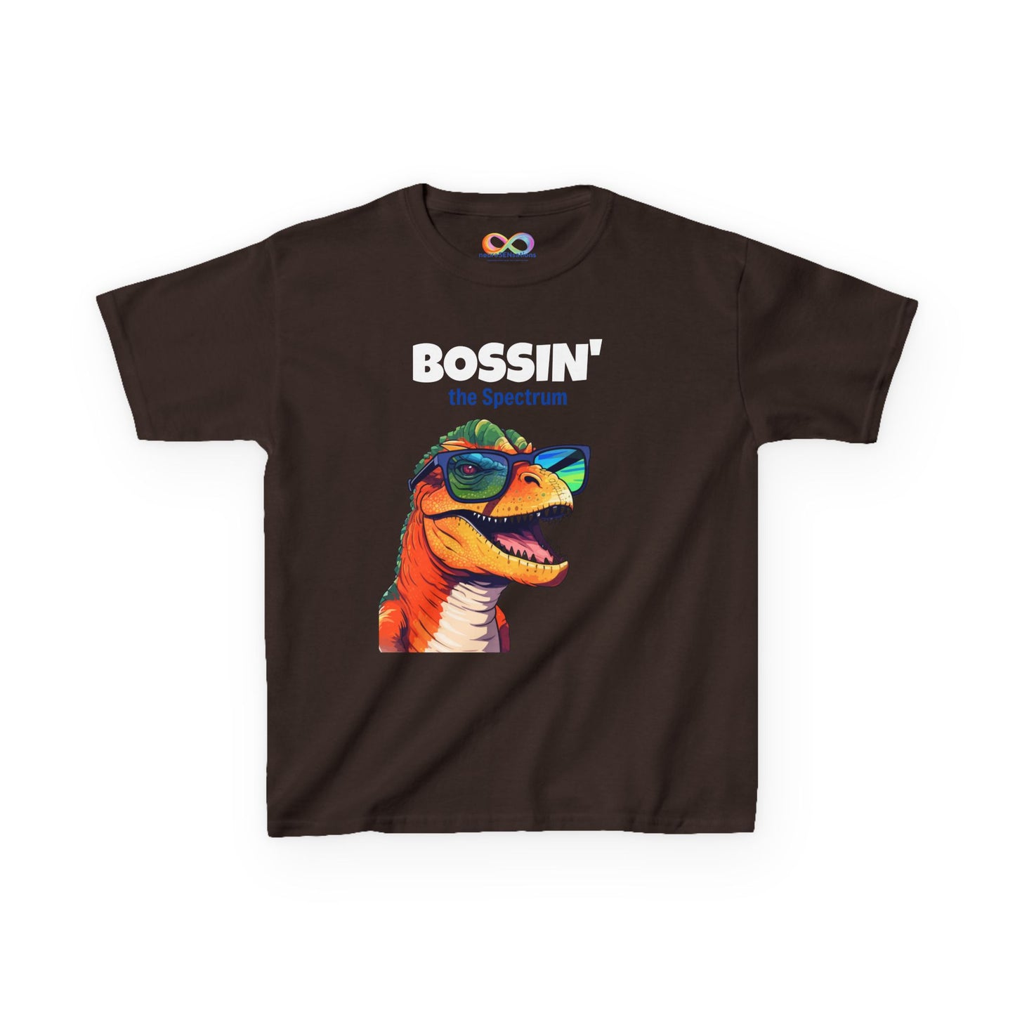 Dino Boss Kids Tee – Colourful Cotton T-Shirt for Neurodivergent Joy