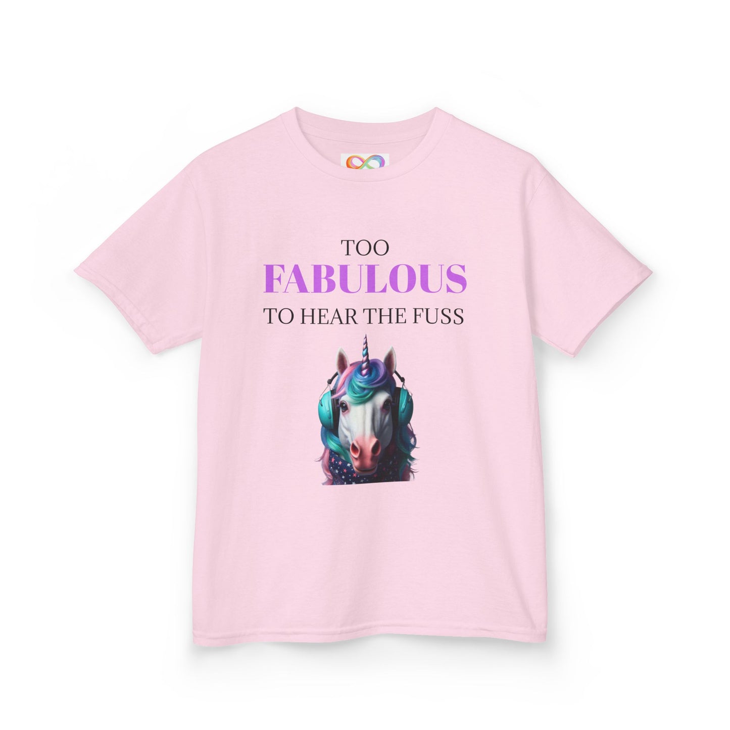 Girls Unicorn Ear Defender Tee – Colourful Cotton T-Shirt for Neurodivergent Joy