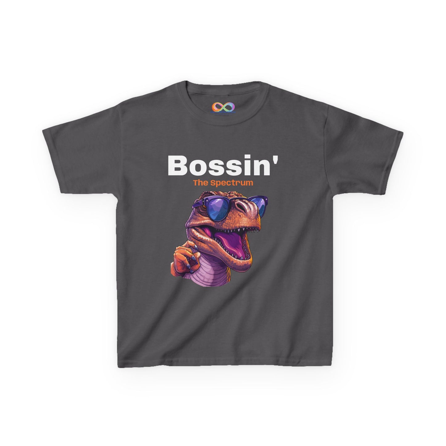 Dinosaur Boss Tee – Colourful Kids Cotton Shirt