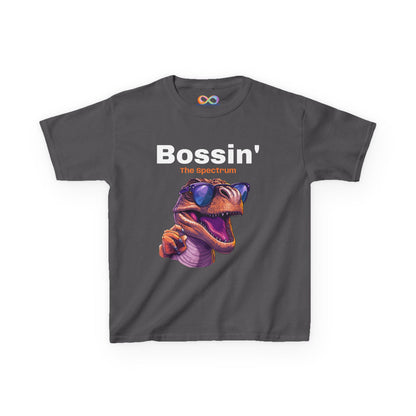 Dinosaur Boss Tee – Colourful Kids Cotton Shirt
