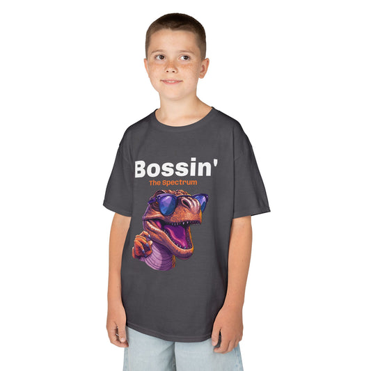 Dinosaur Boss Tee – Colourful Kids Cotton Shirt