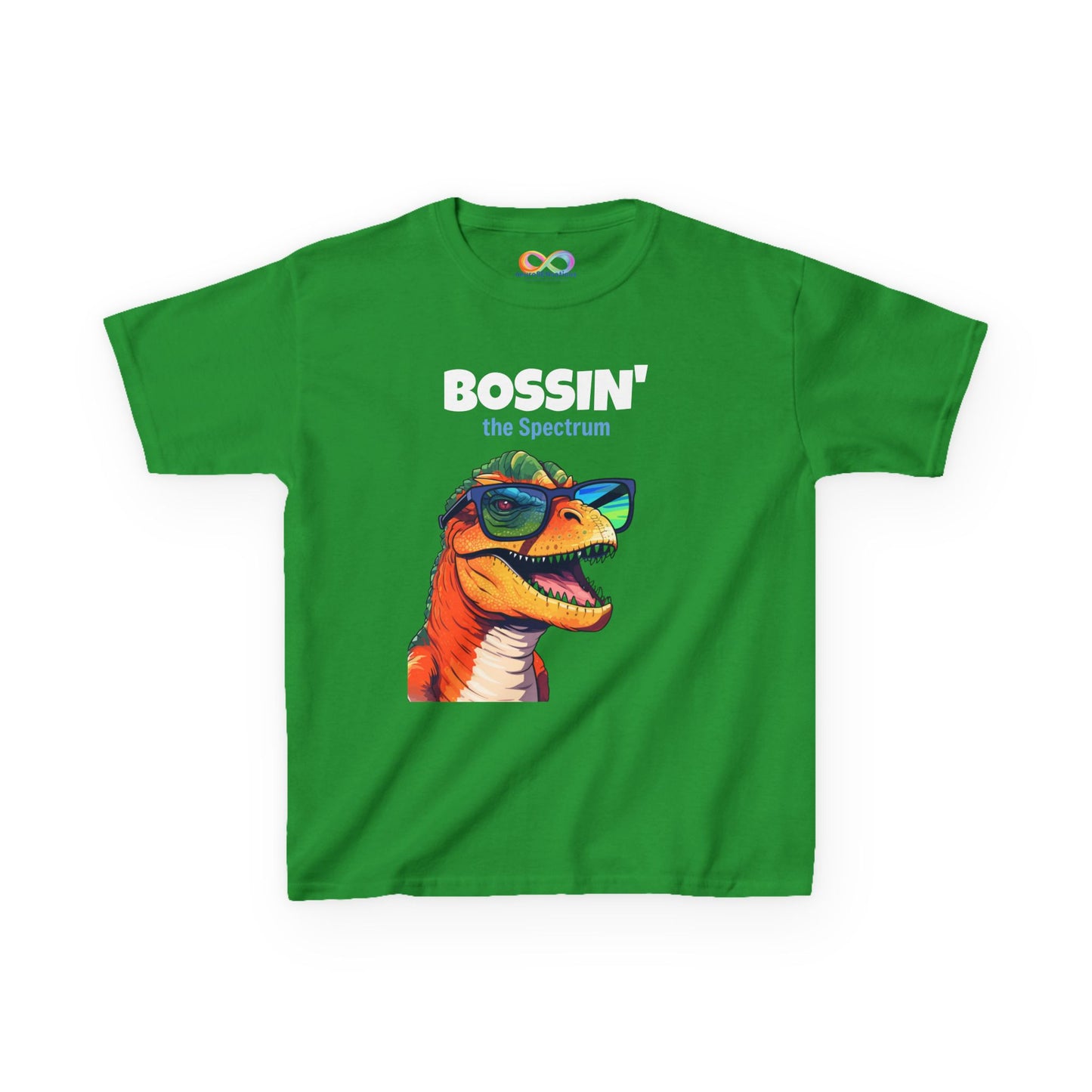 Dino Boss Kids Tee – Colourful Cotton T-Shirt for Neurodivergent Joy