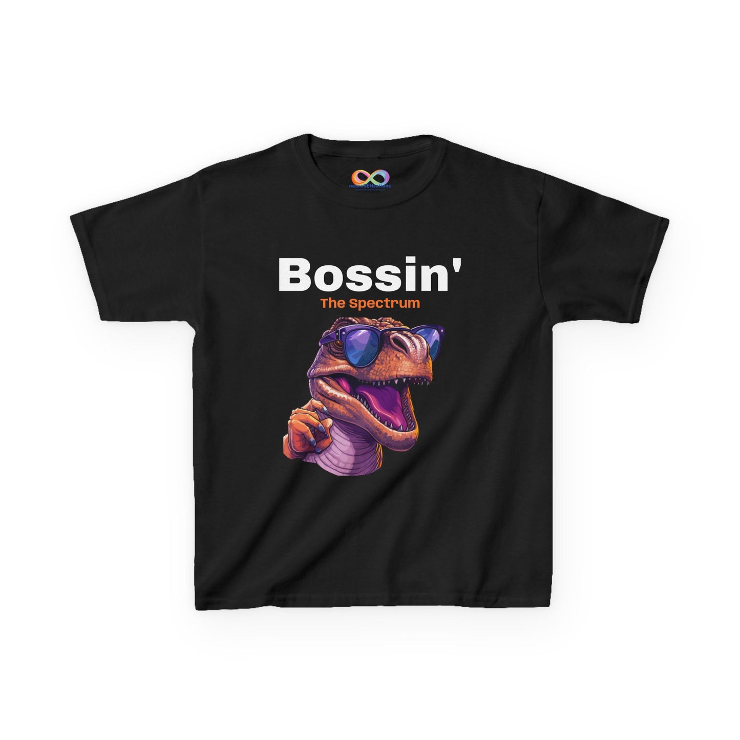 Dinosaur Boss Tee – Colourful Kids Cotton Shirt