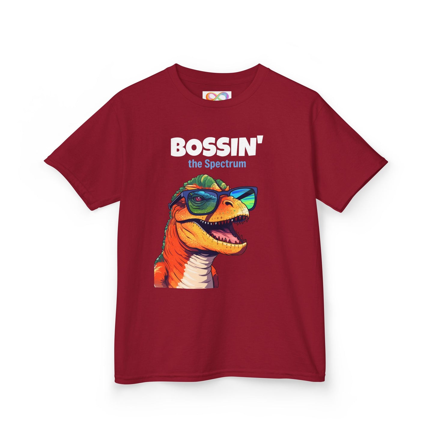 Dino Boss Kids Tee – Colourful Cotton T-Shirt for Neurodivergent Joy