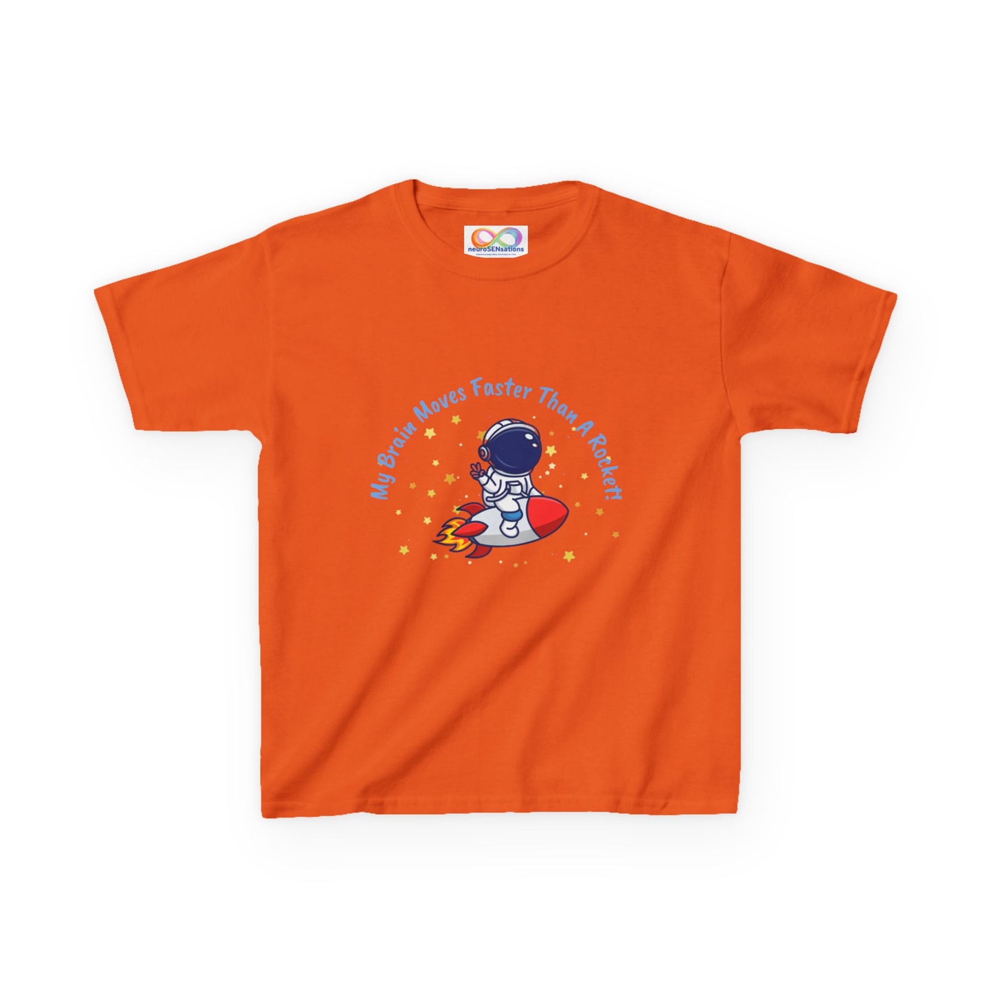Astronaut Kids Tee – Colourful Cotton T-Shirt for Neurodivergent Joy & Fast-Moving Minds