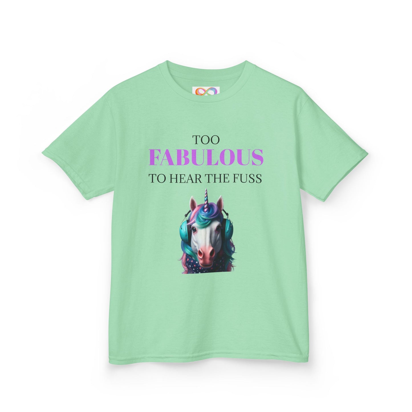 Girls Unicorn Ear Defender Tee – Colourful Cotton T-Shirt for Neurodivergent Joy