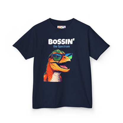 Dino Boss Kids Tee – Colourful Cotton T-Shirt for Neurodivergent Joy