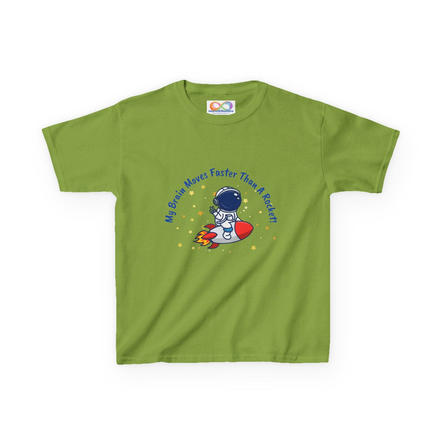 Astronaut Kids Tee – Colourful Cotton T-Shirt for Neurodivergent Joy & Fast-Moving Minds