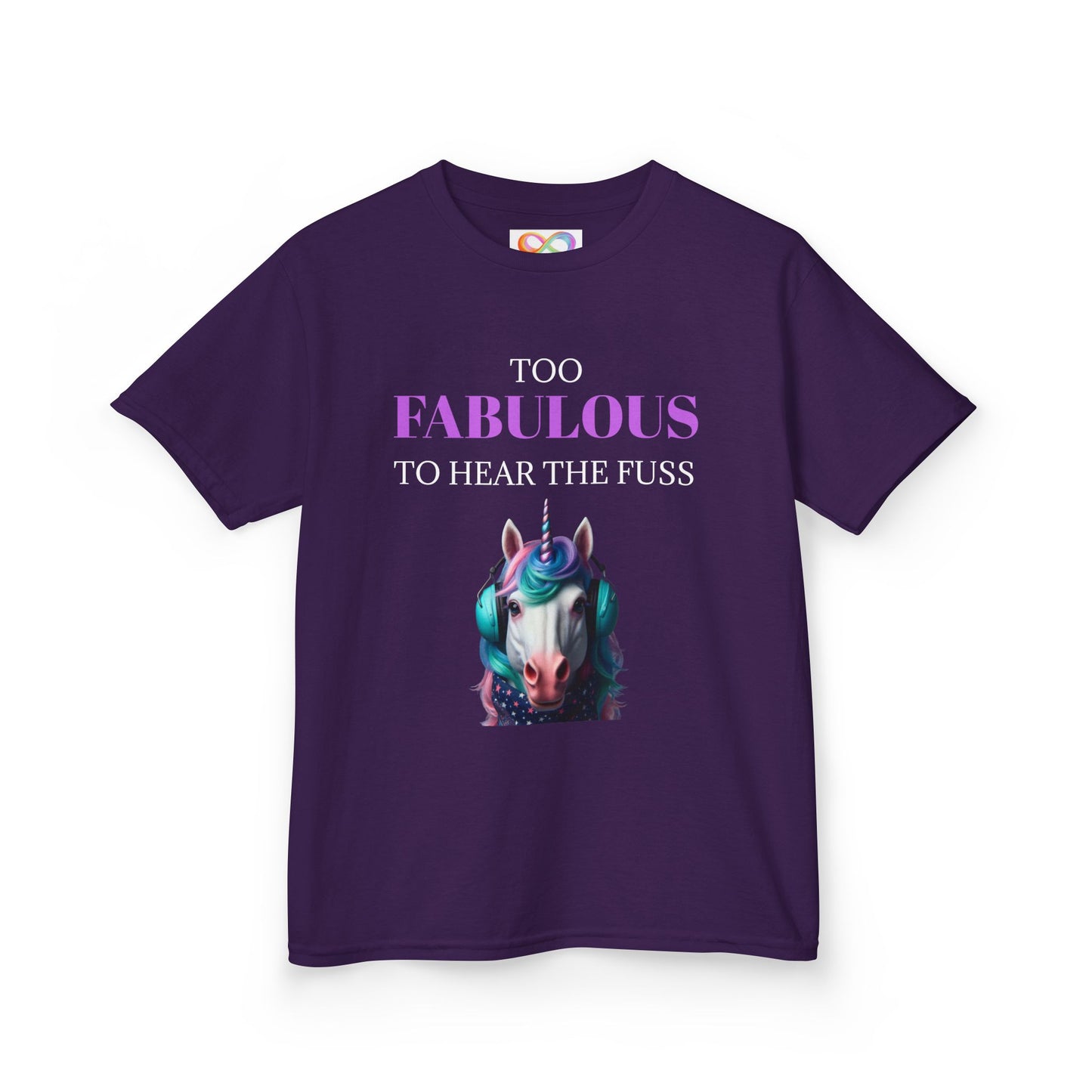 Girls Unicorn Ear Defender Tee – Colourful Cotton T-Shirt for Neurodivergent Joy