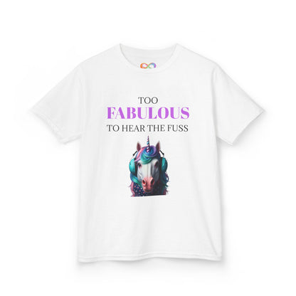 Girls Unicorn Ear Defender Tee – Colourful Cotton T-Shirt for Neurodivergent Joy