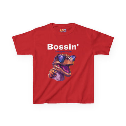 Dinosaur Boss Tee – Colourful Kids Cotton Shirt