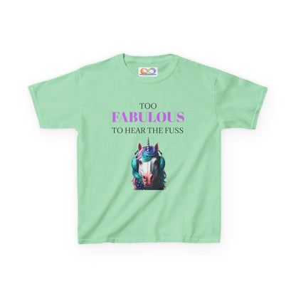 Girls Unicorn Ear Defender Tee – Colourful Cotton T-Shirt for Neurodivergent Joy