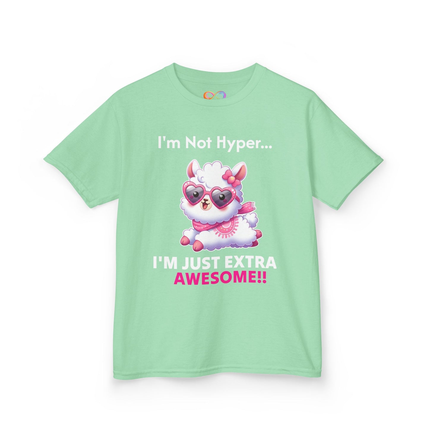 Girls Llama Tee – Colourful Cotton T-Shirt Celebrating Neurodivergent Energy & Style