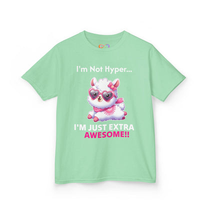 Girls Llama Tee – Colourful Cotton T-Shirt Celebrating Neurodivergent Energy & Style