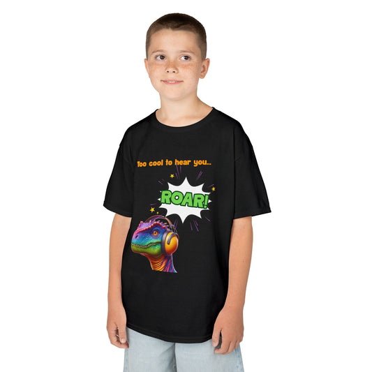 Dino Ear Defender Kids Tee – Sensory-Friendly Cotton T-Shirt for Expressive Style