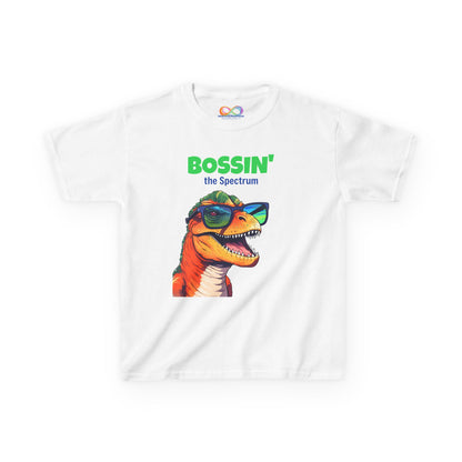 Dino Boss Kids Tee – Colourful Cotton T-Shirt for Neurodivergent Joy