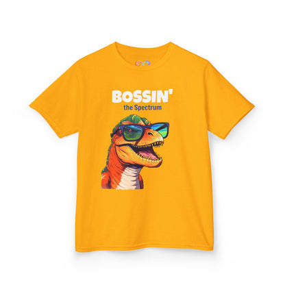 Dino Boss Kids Tee – Colourful Cotton T-Shirt for Neurodivergent Joy