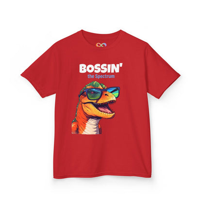 Dino Boss Kids Tee – Colourful Cotton T-Shirt for Neurodivergent Joy