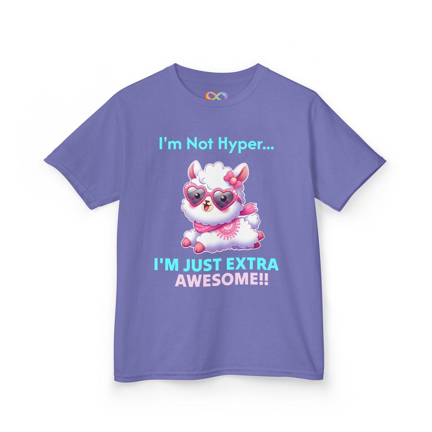 Girls Llama Tee – Colourful Cotton T-Shirt Celebrating Neurodivergent Energy & Style