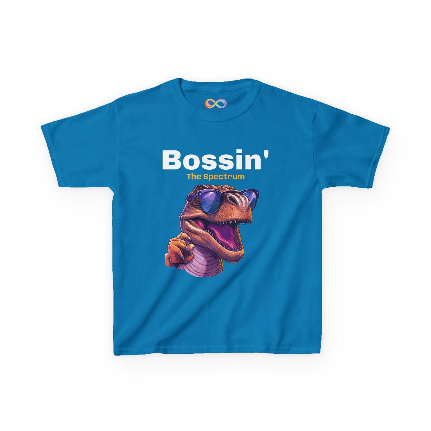 Dinosaur Boss Tee – Colourful Kids Cotton Shirt