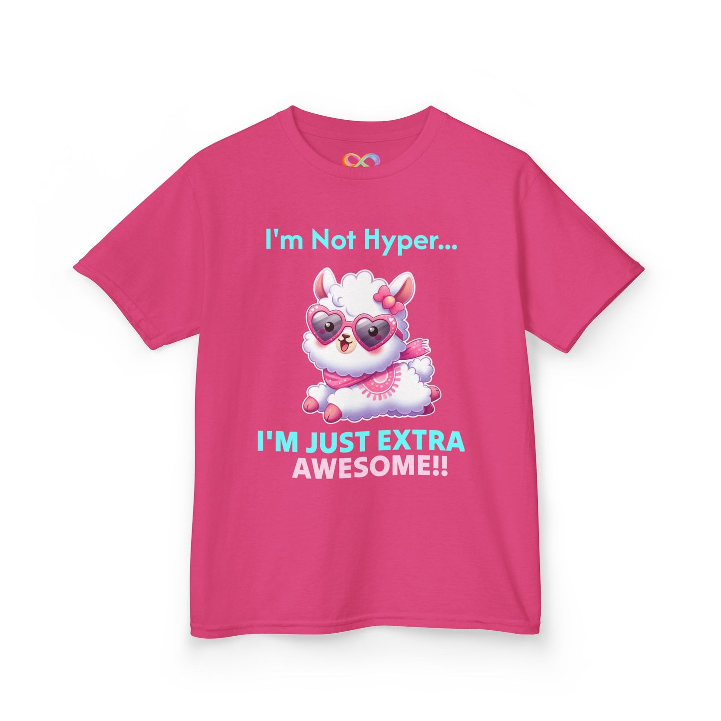 Girls Llama Tee – Colourful Cotton T-Shirt Celebrating Neurodivergent Energy & Style
