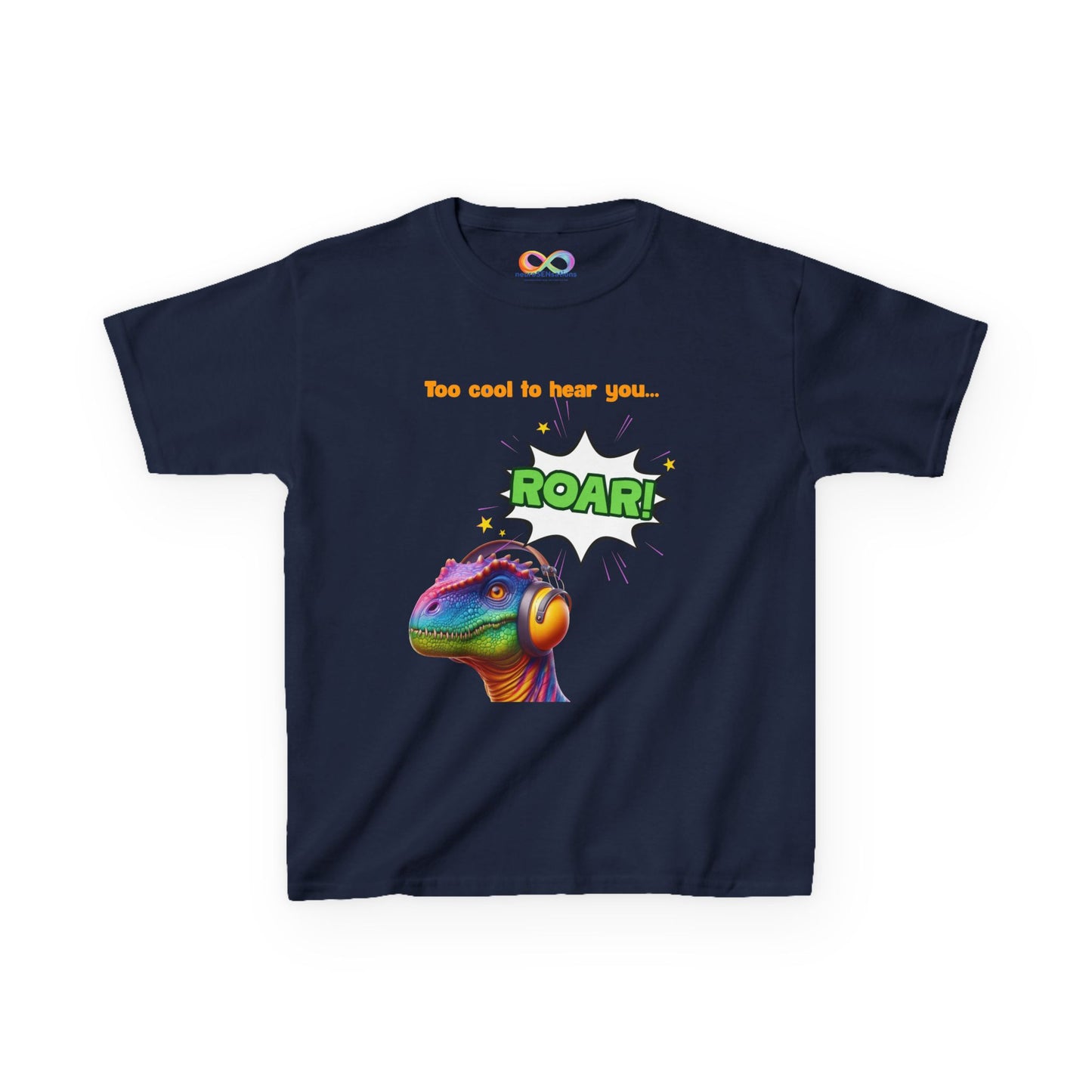 Dino Ear Defender Kids Tee – Sensory-Friendly Cotton T-Shirt for Expressive Style