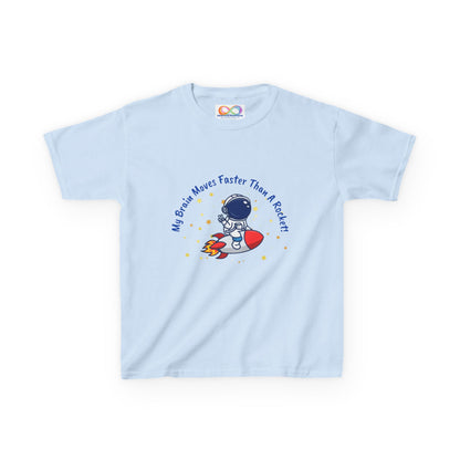 Astronaut Kids Tee – Colourful Cotton T-Shirt for Neurodivergent Joy & Fast-Moving Minds