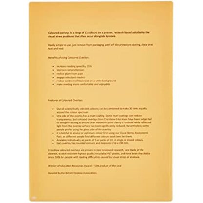 Crossbow Education Reading Overlay - Orange (Pack of 5) for Dyslexia & Visual Stress
