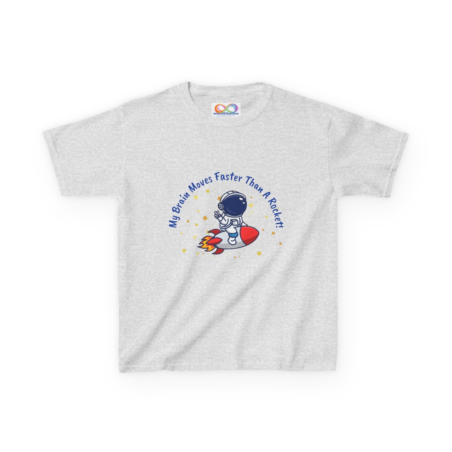Astronaut Kids Tee – Colourful Cotton T-Shirt for Neurodivergent Joy & Fast-Moving Minds