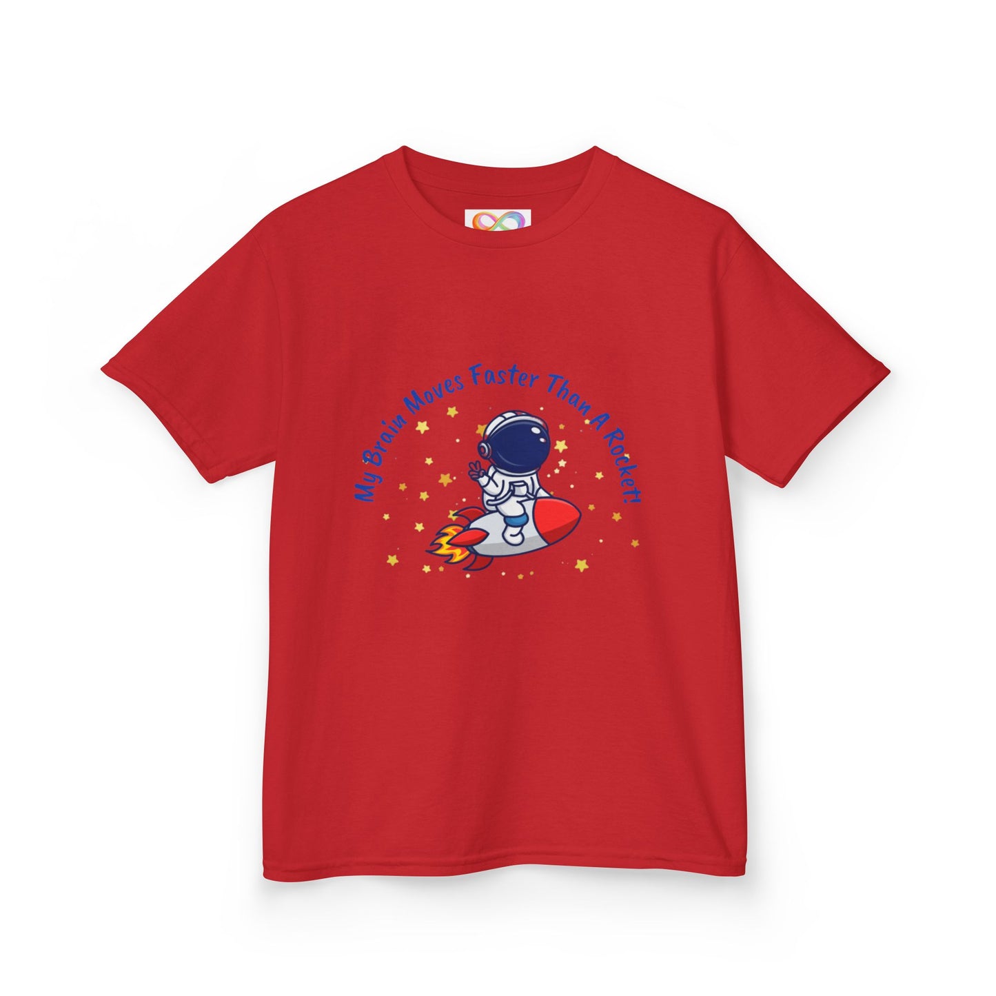 Astronaut Kids Tee – Colourful Cotton T-Shirt for Neurodivergent Joy & Fast-Moving Minds