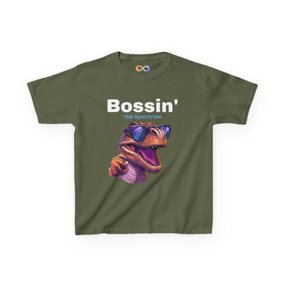 Dinosaur Boss Tee – Colourful Kids Cotton Shirt