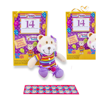 Birthday Buddy Count Down Bear – Sensory-Friendly Celebration Companion (Girl)