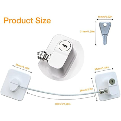 Window Safety Locks with Keys (2 Pack) - Child Safety Security Locks for Windows, Fridge & Freezer