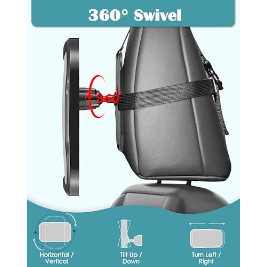 Car Mirror - Large Adjustable Shatterproof Rear Facing Car Seat Mirror for Baby Safety