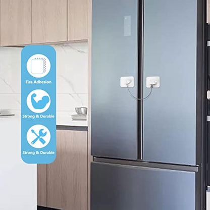 Fridge Lock with Keys (2 Pack) - Stainless Steel Adhesive Refrigerator & Freezer Safety Lock (White)