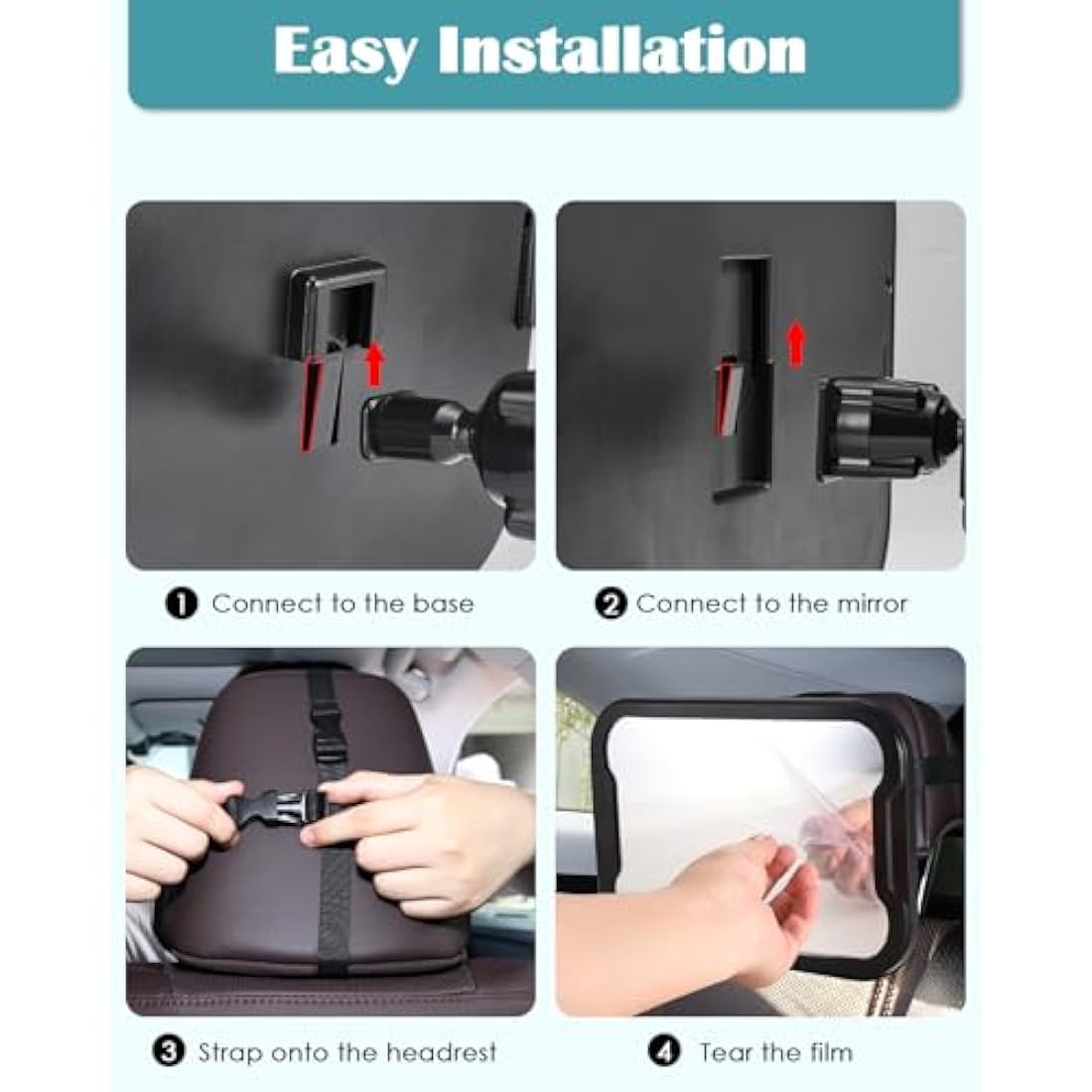 Car Mirror - Large Adjustable Shatterproof Rear Facing Car Seat Mirror for Baby Safety