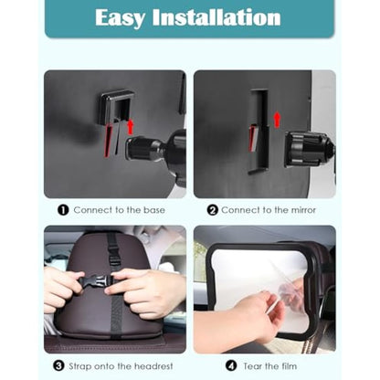 Car Mirror - Large Adjustable Shatterproof Rear Facing Car Seat Mirror for Baby Safety