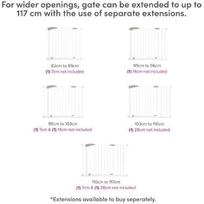 Munchkin Lindam Stair Gate 76-82cm - Pressure Fit  Safety Gate for Stairs & Doorways (White)