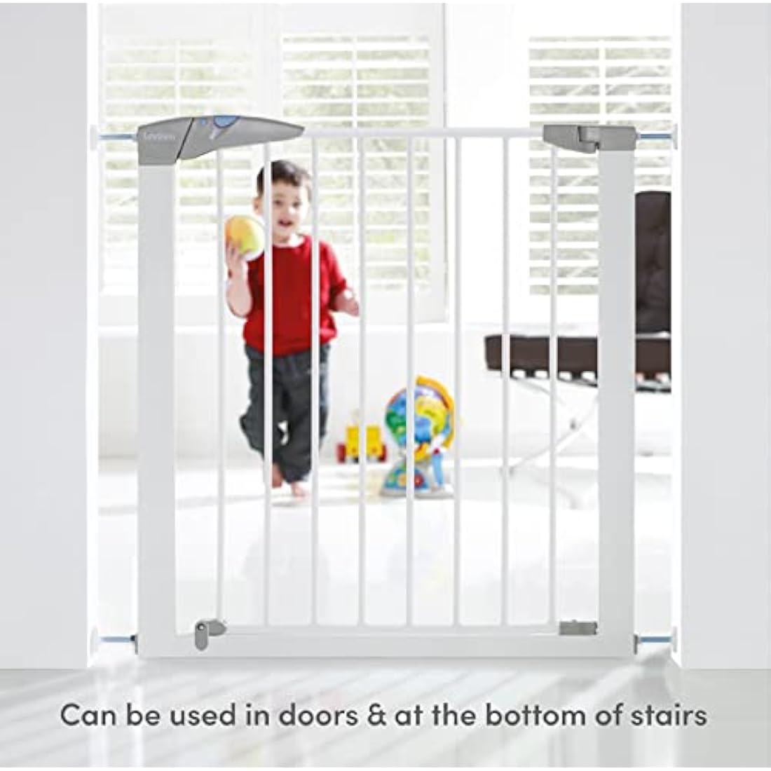 Munchkin Lindam Stair Gate 76-82cm - Pressure Fit  Safety Gate for Stairs & Doorways (White)