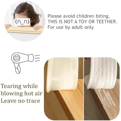 L-Shape Furniture Edge Protectors 2m - Extra Thick Foam Safety Bumper Guard (Off White)