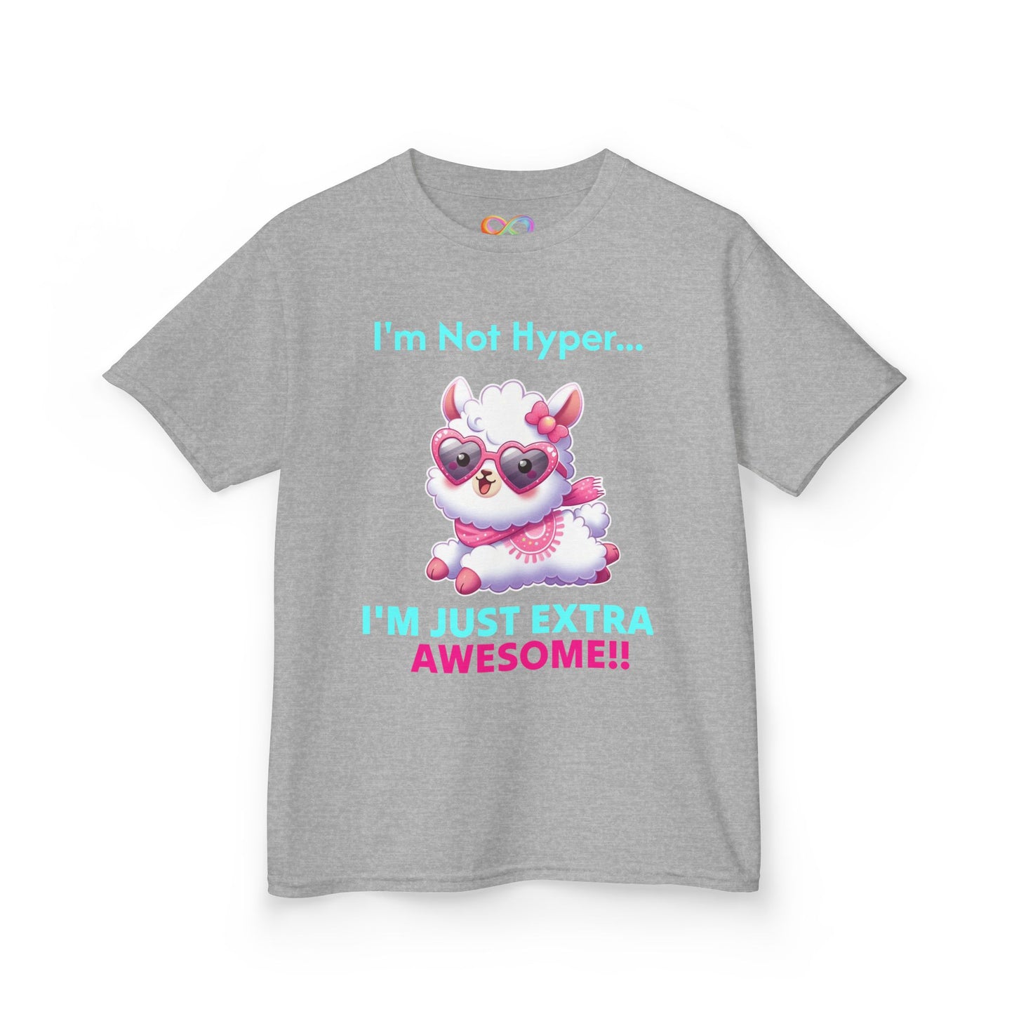 Girls Llama Tee – Colourful Cotton T-Shirt Celebrating Neurodivergent Energy & Style