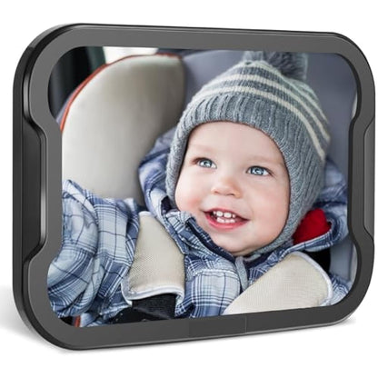 Car Mirror - Large Adjustable Shatterproof Rear Facing Car Seat Mirror for Baby Safety