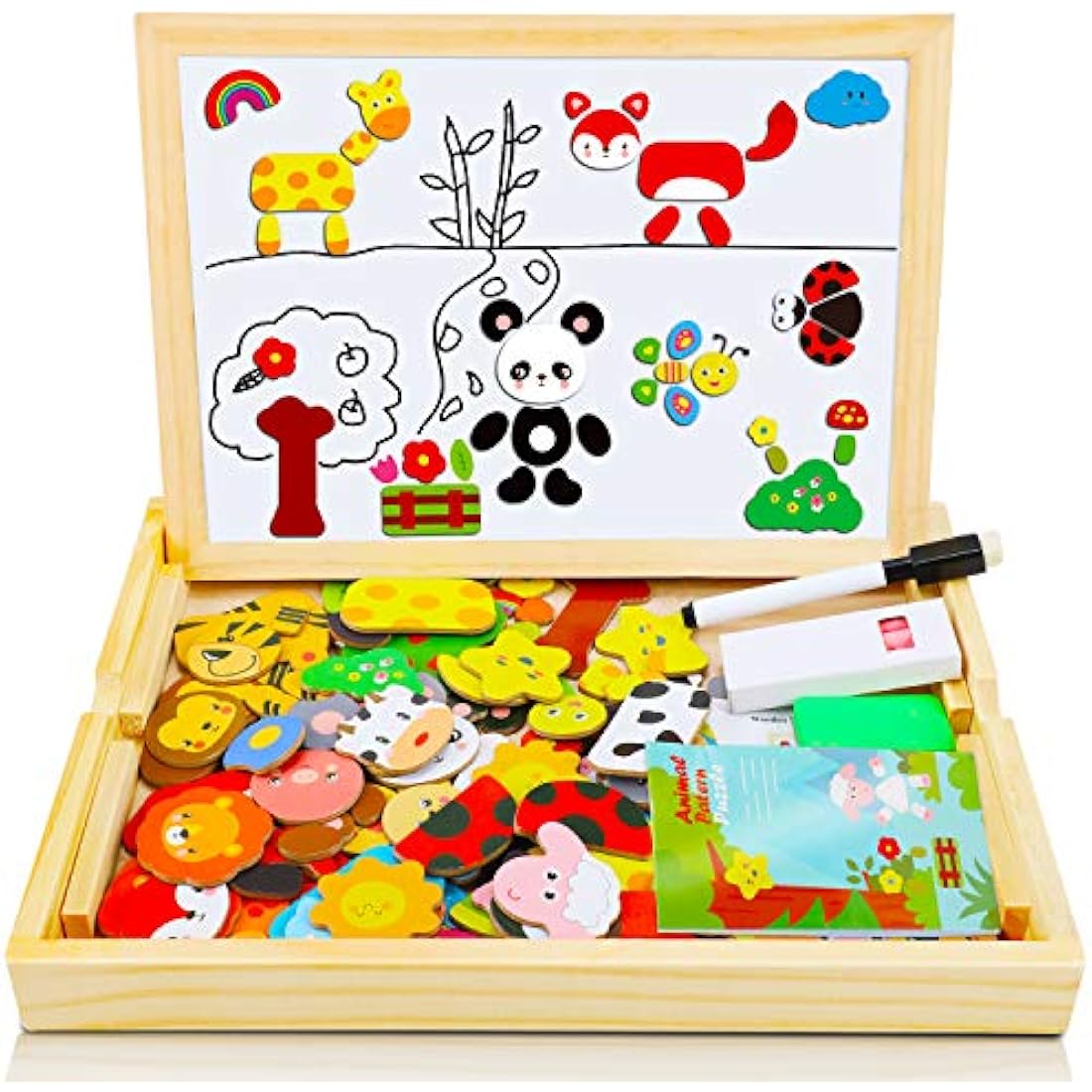 COOLJOY 100+ PCS Wooden Magnetic Puzzle Board