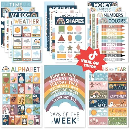 Hadley Designs 16 Boho Kids Educational Posters