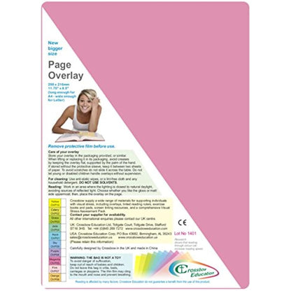 Crossbow Education Reading Overlay - Magenta (Pack of 5) for Dyslexia & Visual Stress