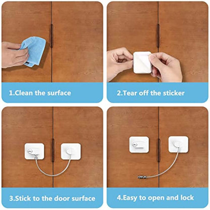 Fridge Lock with Keys (2 Pack) - Stainless Steel Adhesive Refrigerator & Freezer Safety Lock (White)