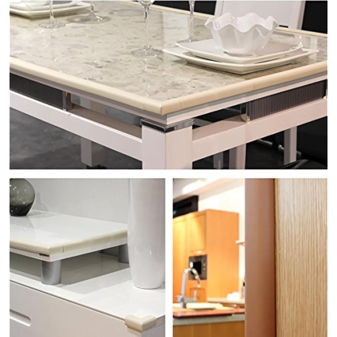 L-Shape Furniture Edge Protectors 2m - Extra Thick Foam Safety Bumper Guard (Off White)