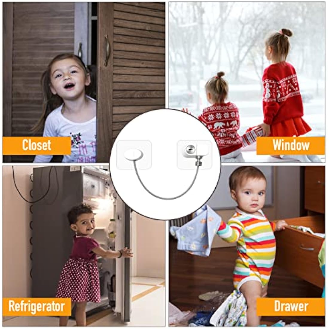 Window Safety Locks with Keys (2 Pack) - Child Safety Security Locks for Windows, Fridge & Freezer